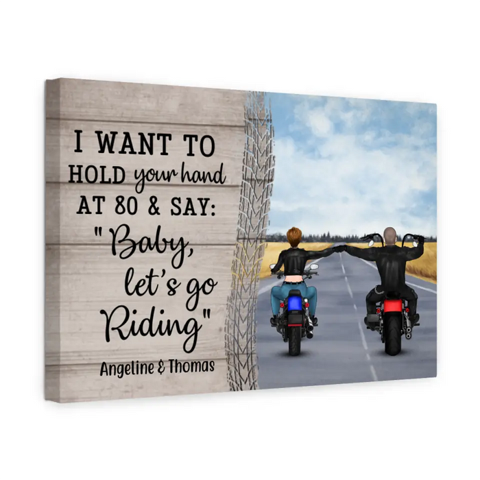 Personalized Canvas, Riding Couple Canvas Backview, Gifts For Motorcycle Riders