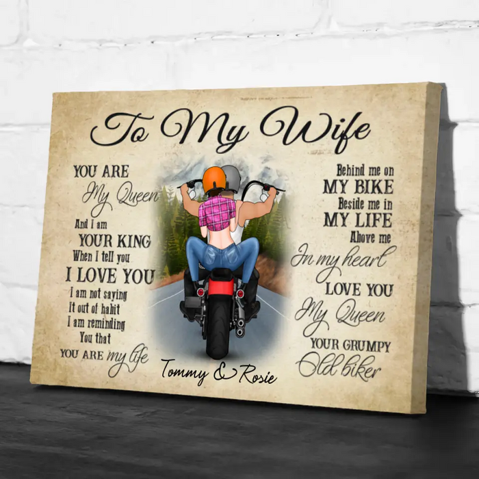 Personalized Landscape Canvas - Motorcycle Couple Custom Gift For Bikers