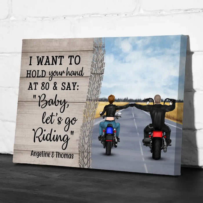 Personalized Canvas, Riding Couple Canvas Backview, Gifts For Motorcycle Riders