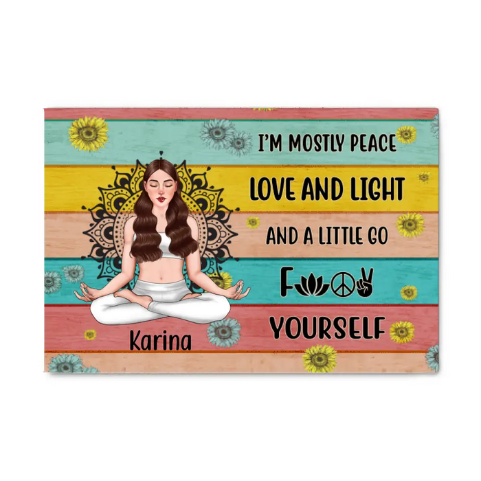Personalized Canvas, I'm Mostly Peace Love And Light, Gift For Yoga Lovers