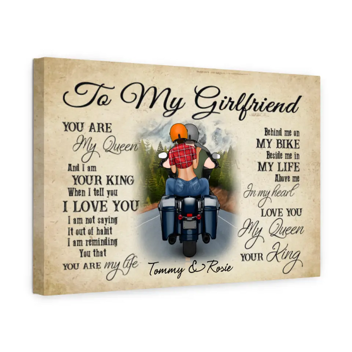 Personalized Canvas, Motorcyle Couple, Gift for Biker  Wife, Motorcycle Lovers, Riding Couple