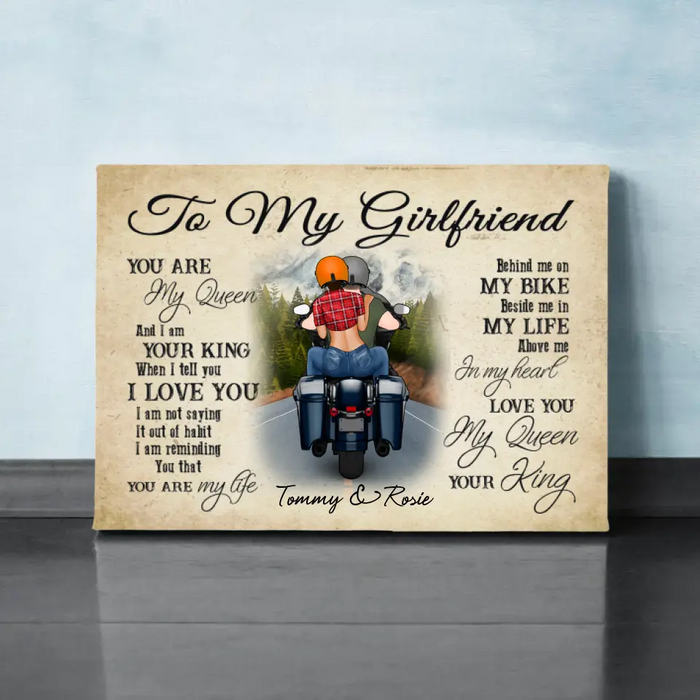 Personalized Canvas, Motorcyle Couple, Gift for Biker  Wife, Motorcycle Lovers, Riding Couple