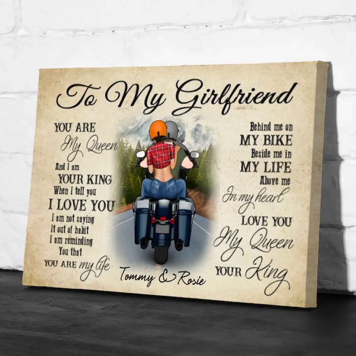 Personalized Canvas, Motorcyle Couple, Gift for Biker  Wife, Motorcycle Lovers, Riding Couple