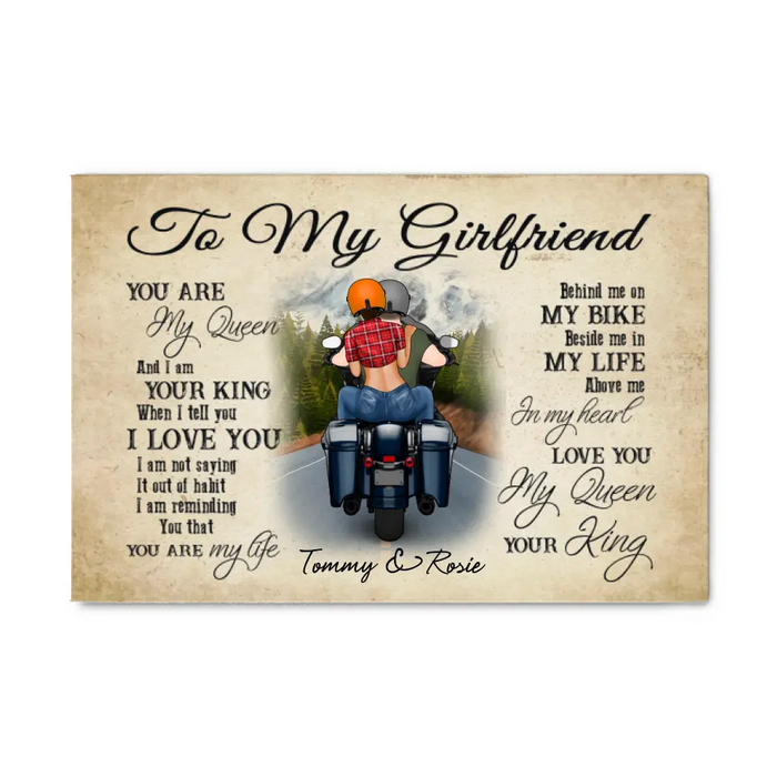 Personalized Canvas, Motorcyle Couple, Gift for Biker  Wife, Motorcycle Lovers, Riding Couple