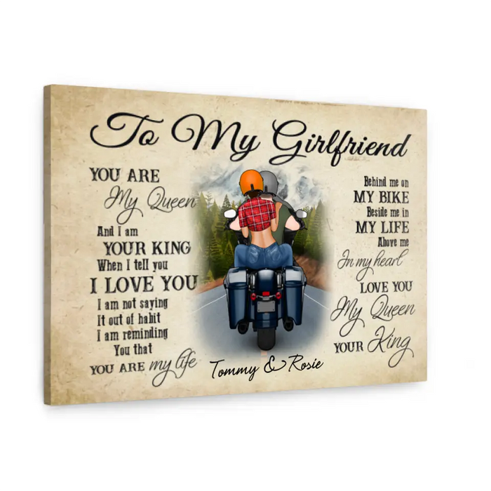 Personalized Canvas, Motorcyle Couple, Gift for Biker  Wife, Motorcycle Lovers, Riding Couple