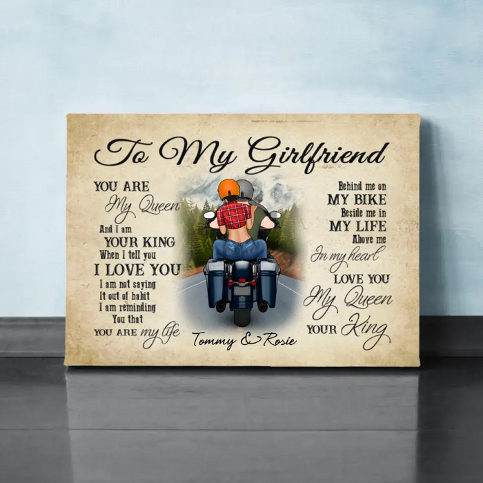 Personalized Canvas, Motorcyle Couple, Gift for Biker  Wife, Motorcycle Lovers, Riding Couple