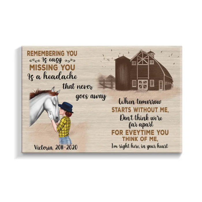 Personalized Canvas, Memorial Gift for Loss of Horse, Horse Memorial Gift