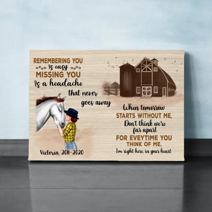 Personalized Canvas, Memorial Gift for Loss of Horse, Horse Memorial Gift