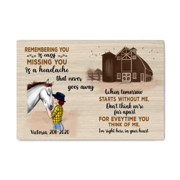 Personalized Canvas, Memorial Gift for Loss of Horse, Horse Memorial Gift