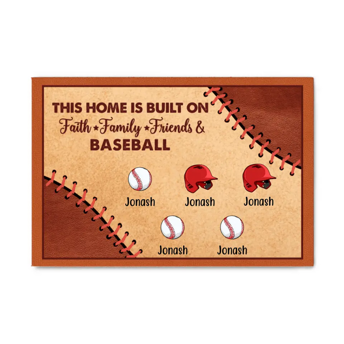 Personalized Canvas, This Home Is Built On Faith Family Friends And Baseball, Gifts For Baseball Family