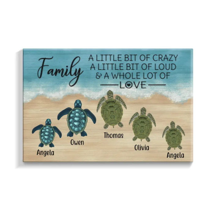 Personalized Canvas, Turtle Family On The Sea, Gifts For Sea Turtle Lovers