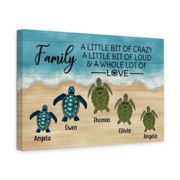 Personalized Canvas, Turtle Family On The Sea, Gifts For Sea Turtle Lovers