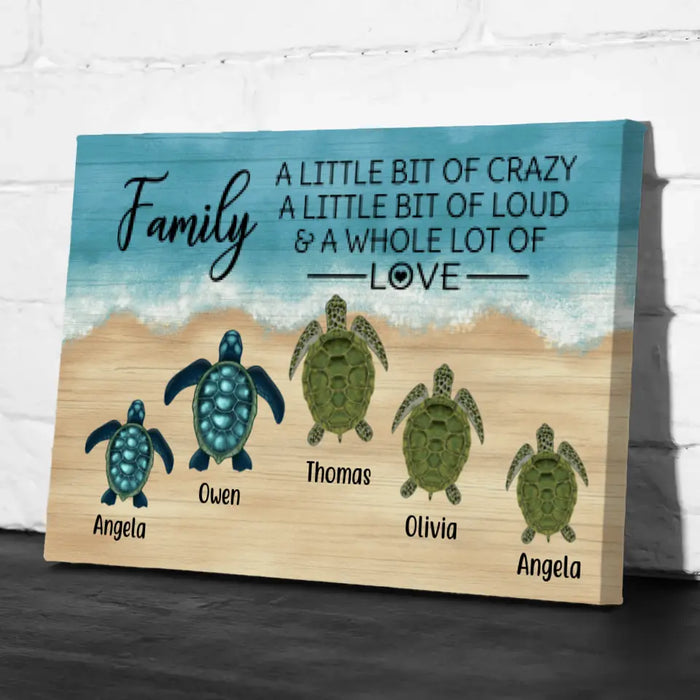 Personalized Canvas, Turtle Family On The Sea, Gifts For Sea Turtle Lovers