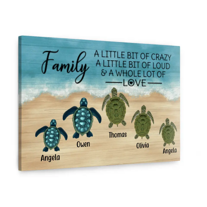 Personalized Canvas, Turtle Family On The Sea, Gifts For Sea Turtle Lovers