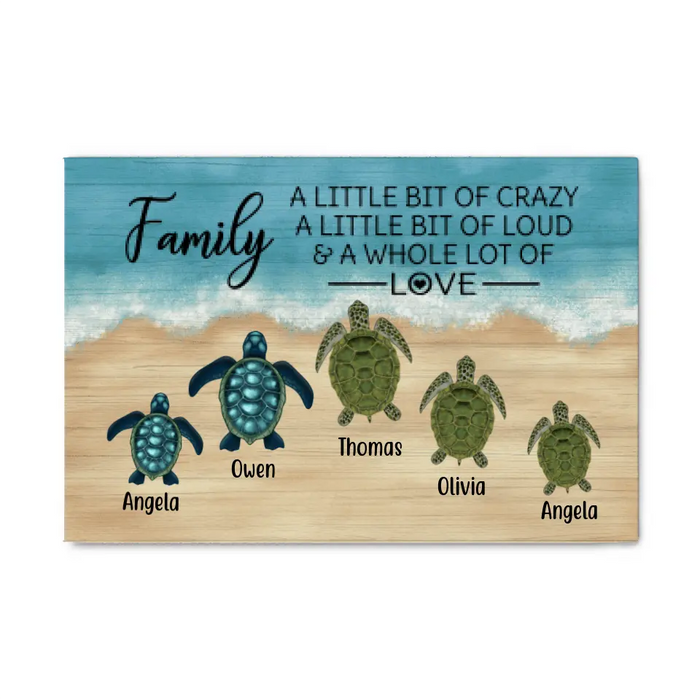 Personalized Canvas, Turtle Family On The Sea, Gifts For Sea Turtle Lovers