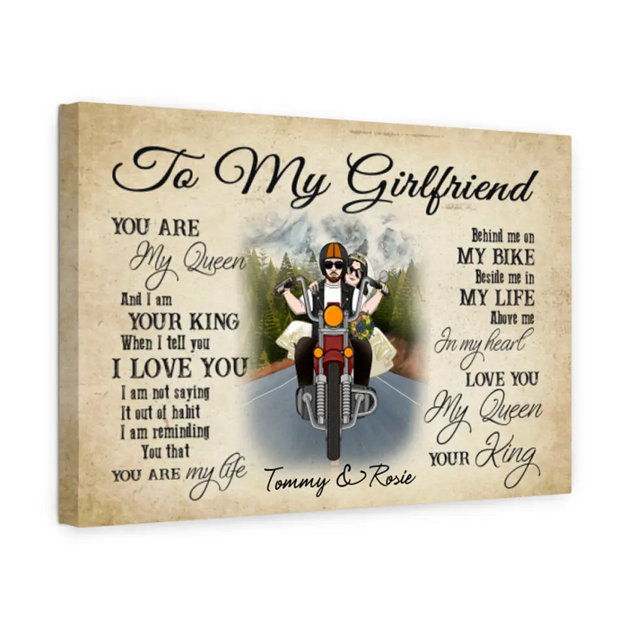 Personalized Canvas, Old Motorcycle Couple, Happy Wedding Anniversary, Gift for Her, Gift for Bikers, Couple