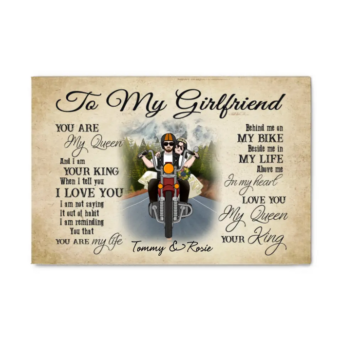 Personalized Canvas, Old Motorcycle Couple, Happy Wedding Anniversary, Gift for Her, Gift for Bikers, Couple