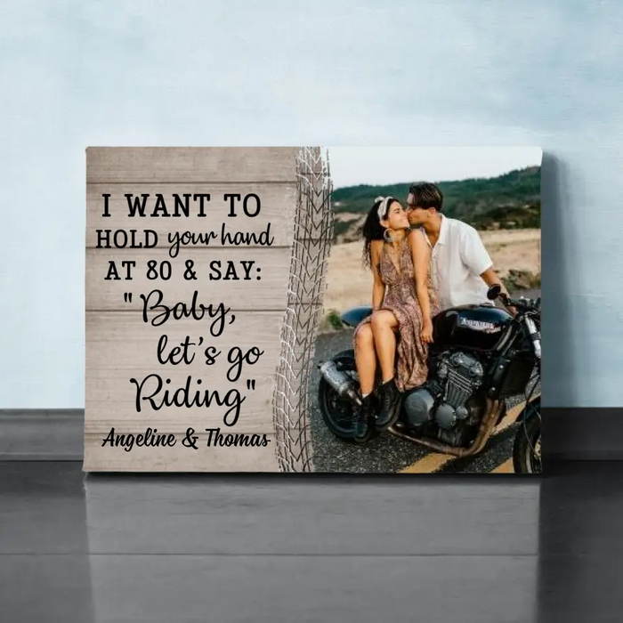Personalized Canvas, Riding Couple Pictures, Photo Upload Gifts, Gift for Motorcycle Riders