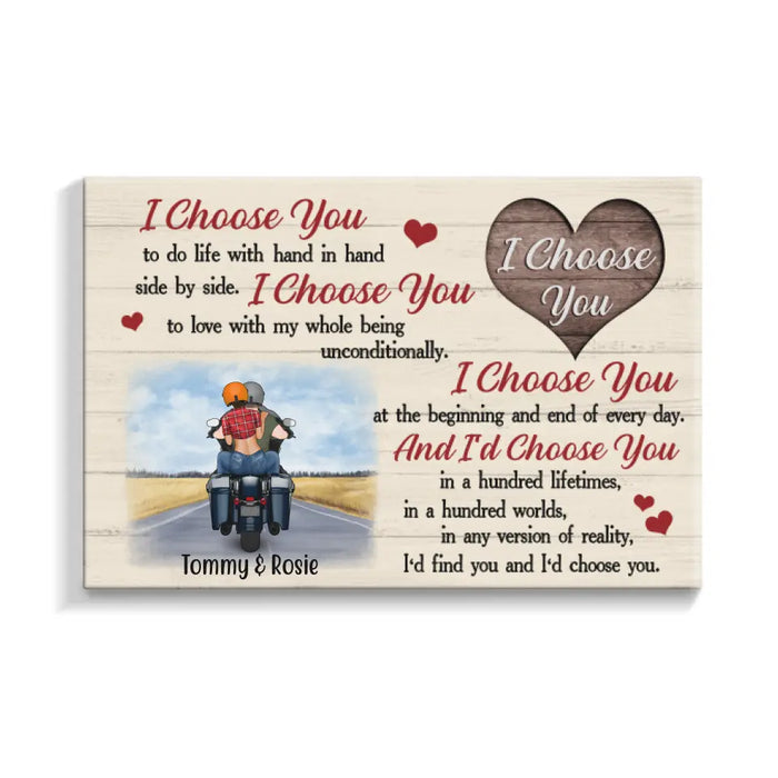 Personalized Canvas, I Choose You To Do Life With, Motorbike Couple, Trike Bike, Gifts For Motorcycle Lovers