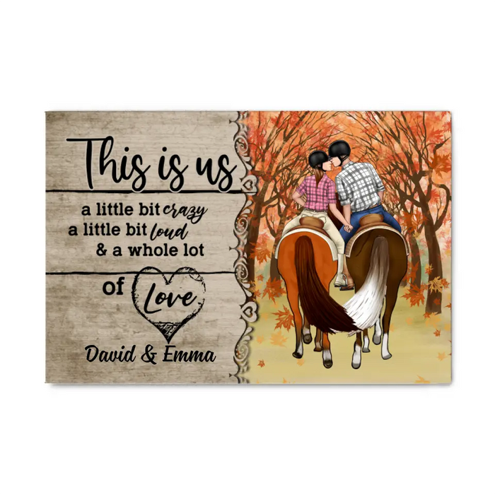 Personalized Canvas,  Horseback Riding Couple Holding Hand - This Is Us, Gift For Couple And Horse Lovers