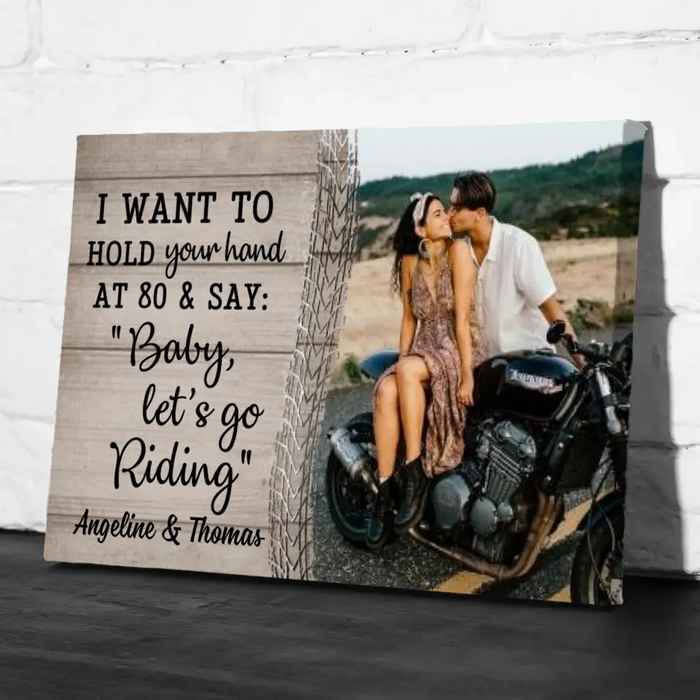 Personalized Canvas, Riding Couple Pictures, Photo Upload Gifts, Gift for Motorcycle Riders