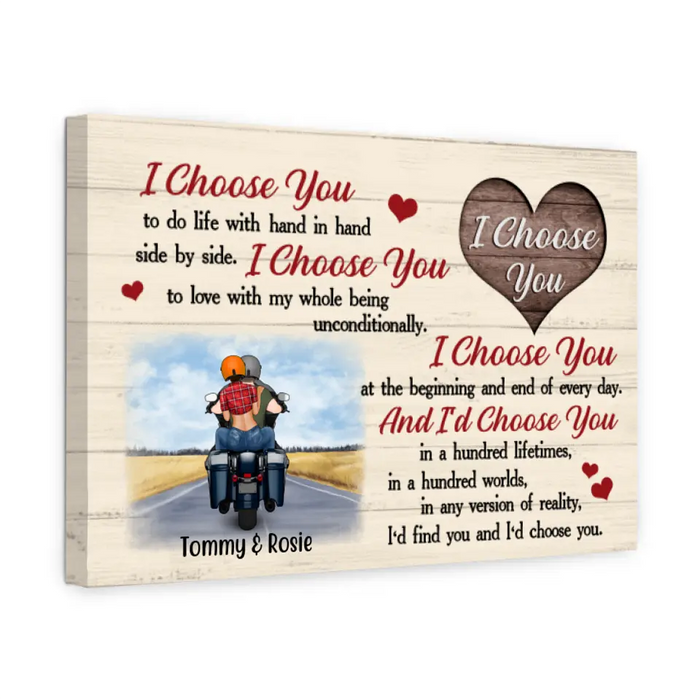 Personalized Canvas, I Choose You To Do Life With, Motorbike Couple, Trike Bike, Gifts For Motorcycle Lovers