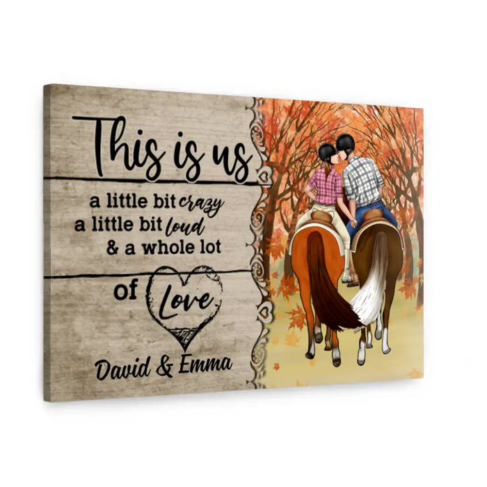 Personalized Canvas,  Horseback Riding Couple Holding Hand - This Is Us, Gift For Couple And Horse Lovers