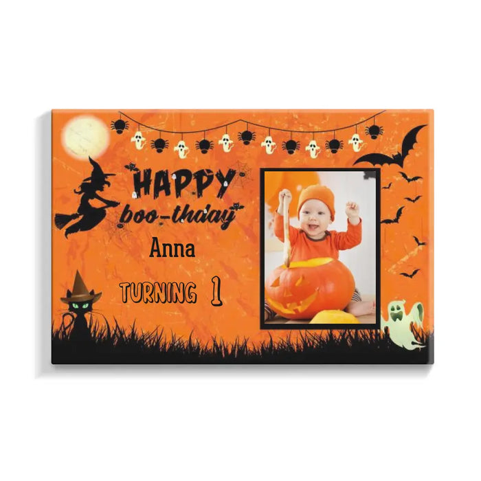 Personalized Canvas, Happy Boothday With Picture, Halloween Gift, Gift for Kid, Gift for Family