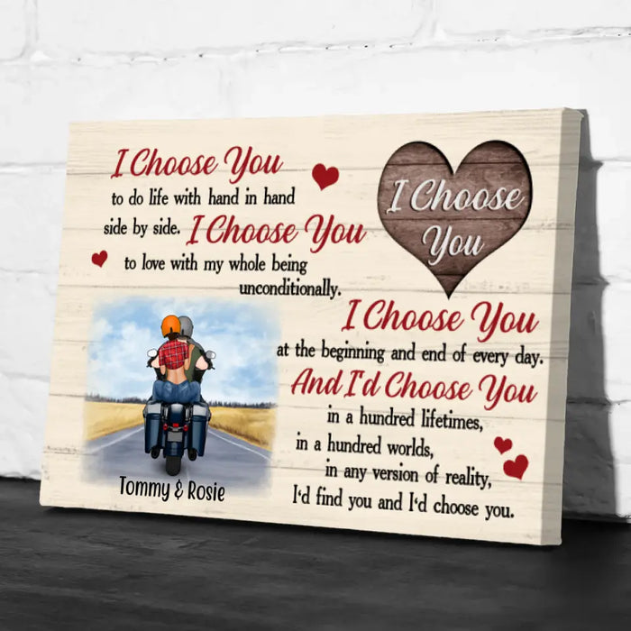 Personalized Canvas, I Choose You To Do Life With, Motorbike Couple, Trike Bike, Gifts For Motorcycle Lovers