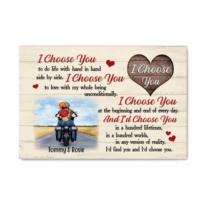 Personalized Canvas, I Choose You To Do Life With, Motorbike Couple, Trike Bike, Gifts For Motorcycle Lovers