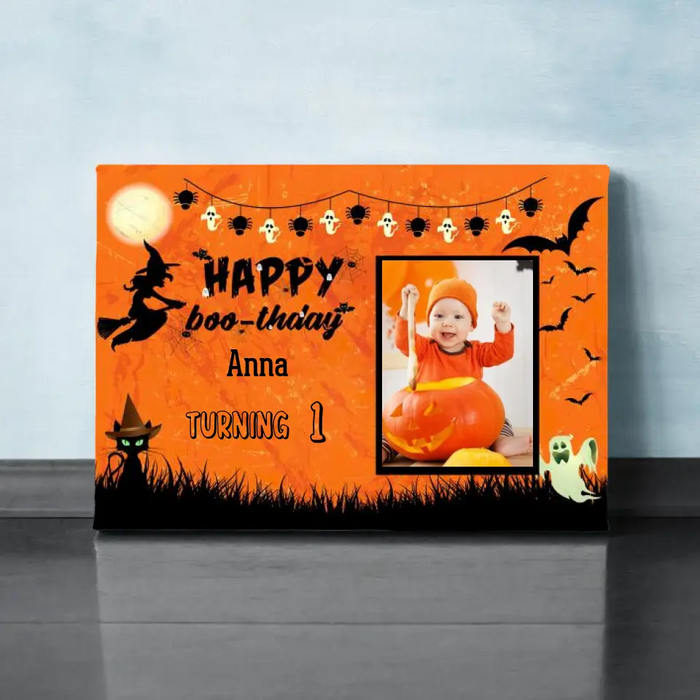 Personalized Canvas, Happy Boothday With Picture, Halloween Gift, Gift for Kid, Gift for Family