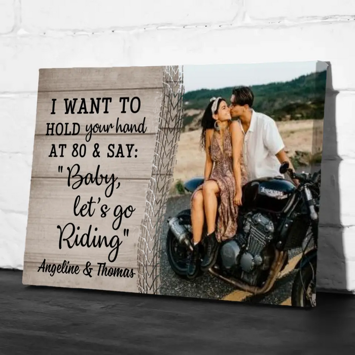 Personalized Canvas, Riding Couple Pictures, Photo Upload Gifts, Gift for Motorcycle Riders