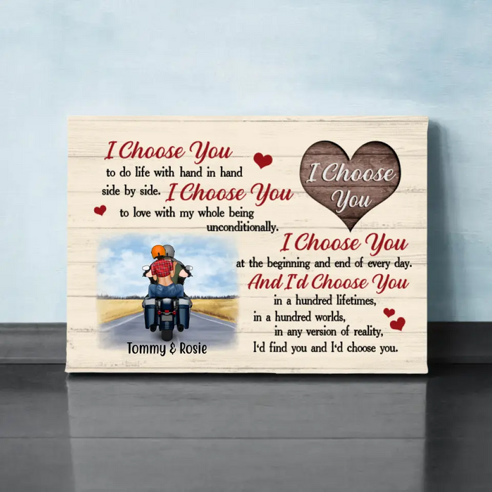 Personalized Canvas, I Choose You To Do Life With, Motorbike Couple, Trike Bike, Gifts For Motorcycle Lovers