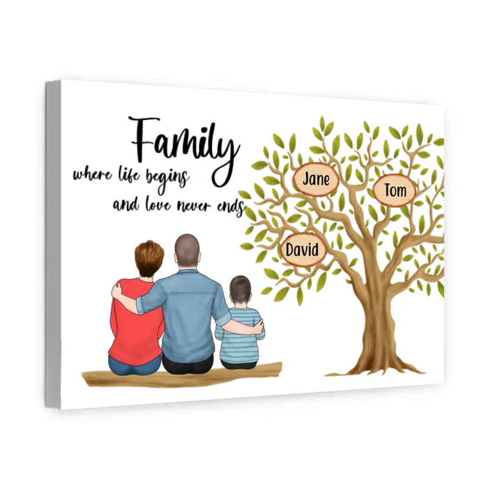 Personalized Canvas, Family Where Life Begins And Love Never Ends, Family Tree, Gifts For Family