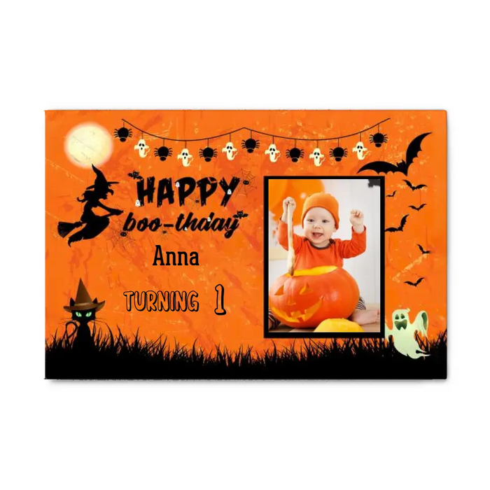 Personalized Canvas, Happy Boothday With Picture, Halloween Gift, Gift for Kid, Gift for Family