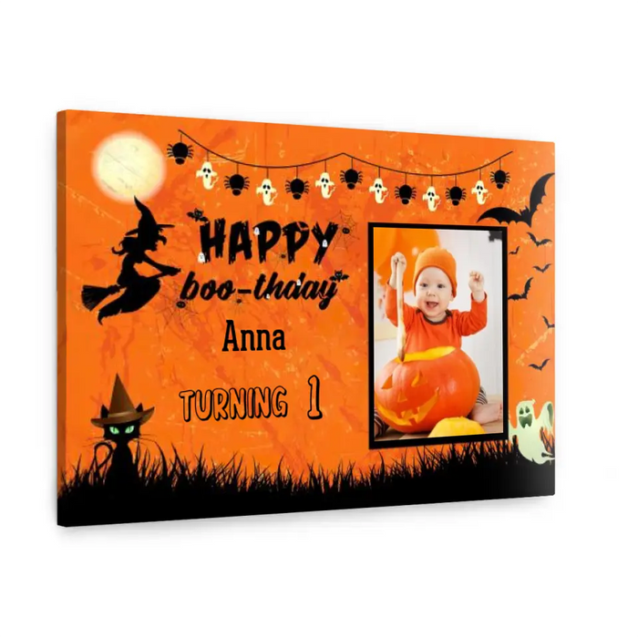 Personalized Canvas, Happy Boothday With Picture, Halloween Gift, Gift for Kid, Gift for Family