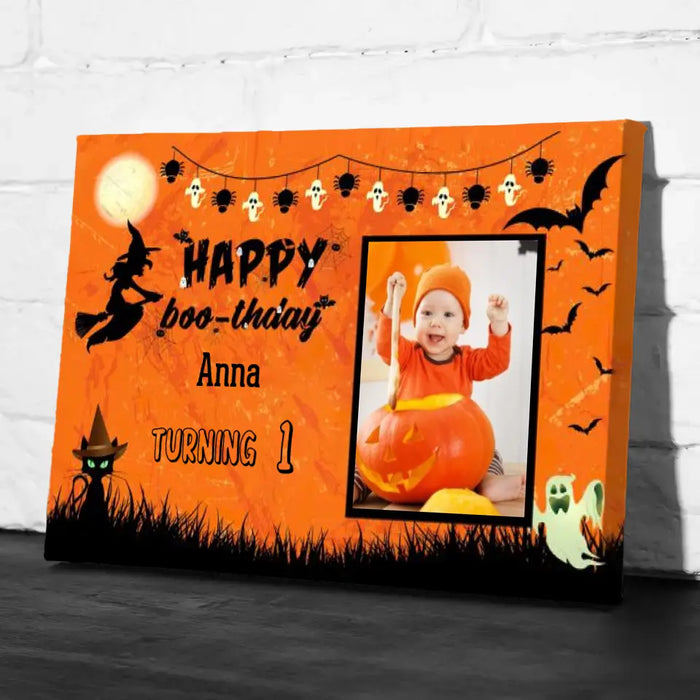 Personalized Canvas, Happy Boothday With Picture, Halloween Gift, Gift for Kid, Gift for Family