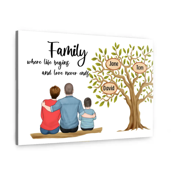 Personalized Canvas, Family Where Life Begins And Love Never Ends, Family Tree, Gifts For Family