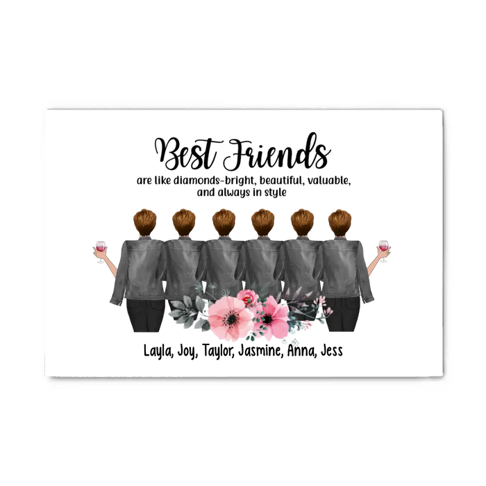 Personalized Canvas, Up To 6 Girls, Best Friends Are Like Diamonds, Gift For Sisters, Best Friends