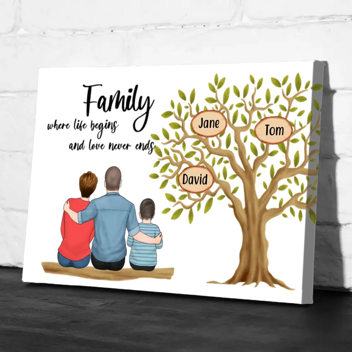 Personalized Canvas, Family Where Life Begins And Love Never Ends, Family Tree, Gifts For Family