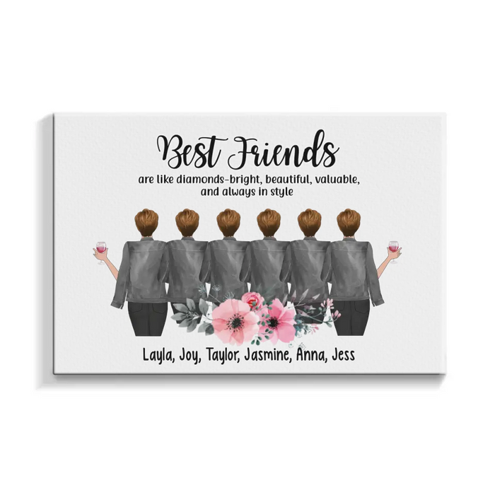 Personalized Canvas, Up To 6 Girls, Best Friends Are Like Diamonds, Gift For Sisters, Best Friends