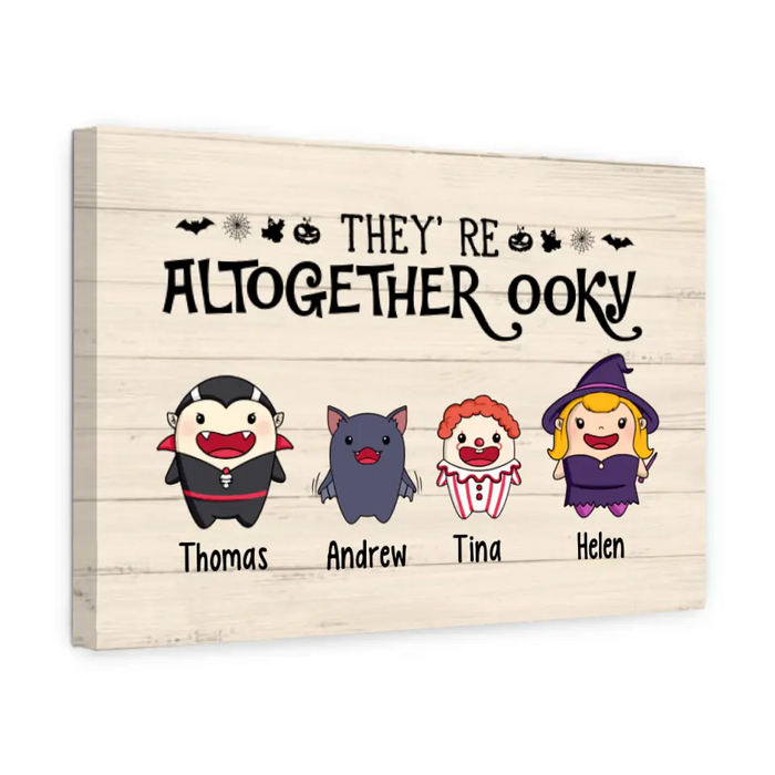 Personalized Canvas, They're Altogether Ooky, Cute Halloween Icon, Gifts For Halloween Family