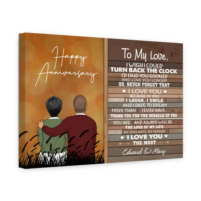 Personalized Canvas, To My Love Old Couple Sitting, Anniversary Gift, Gift for Couple, Parent