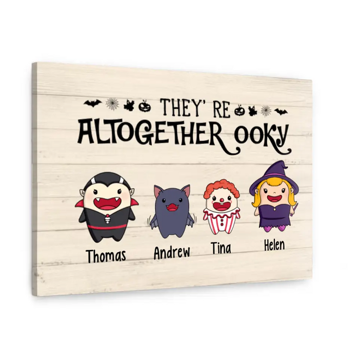 Personalized Canvas, They're Altogether Ooky, Cute Halloween Icon, Gifts For Halloween Family