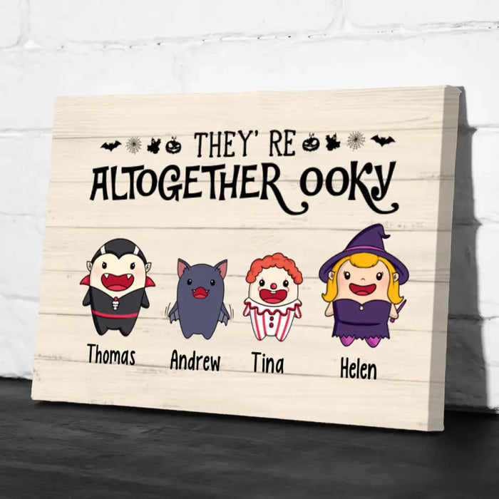 Personalized Canvas, They're Altogether Ooky, Cute Halloween Icon, Gifts For Halloween Family