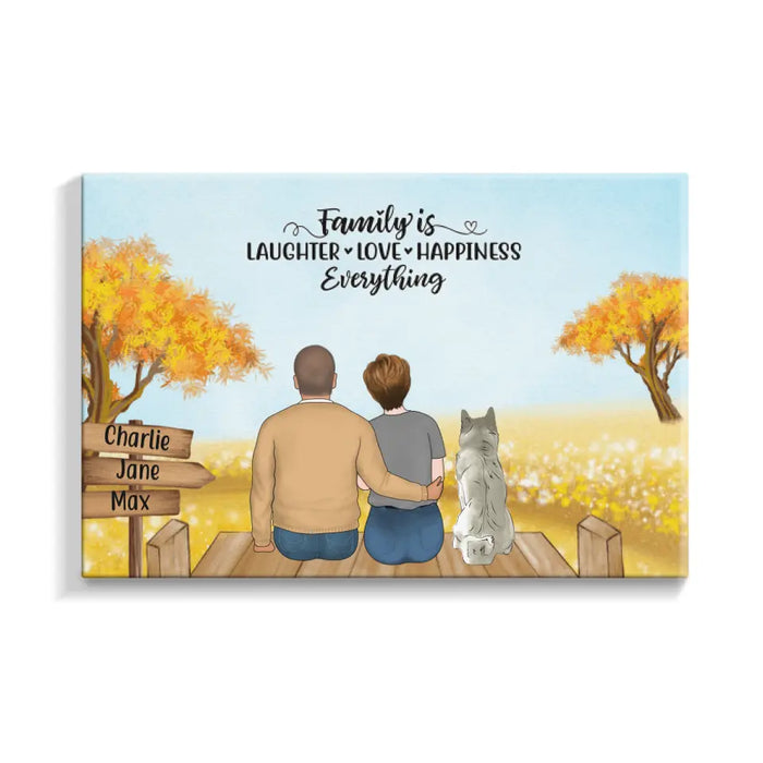 Personalized Canvas, Family Sitting Together On Beach and Garden, Gift for Whole Family