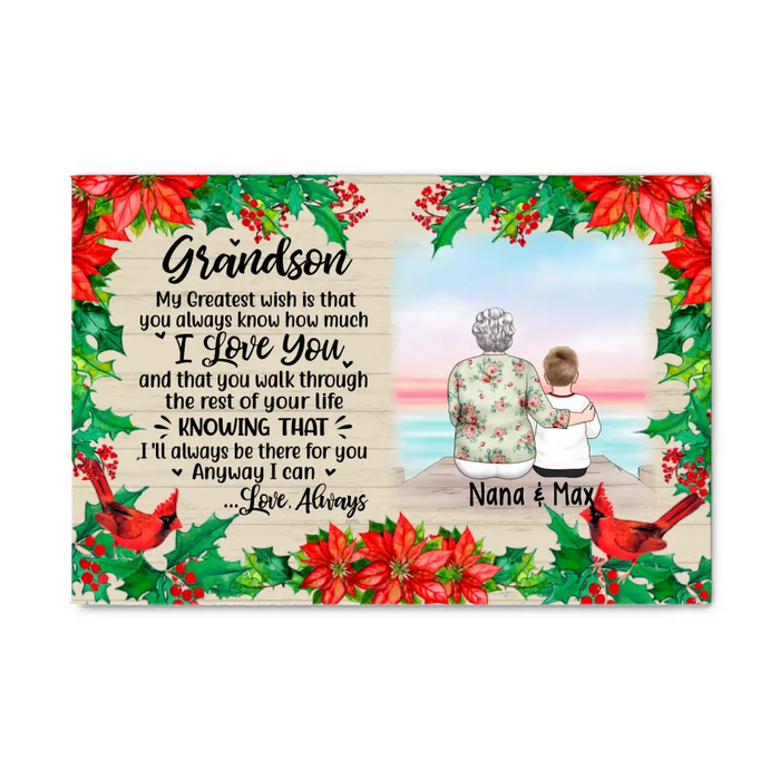 Personalized Canvas, To My Grandson, Christmas Gift For Grandson