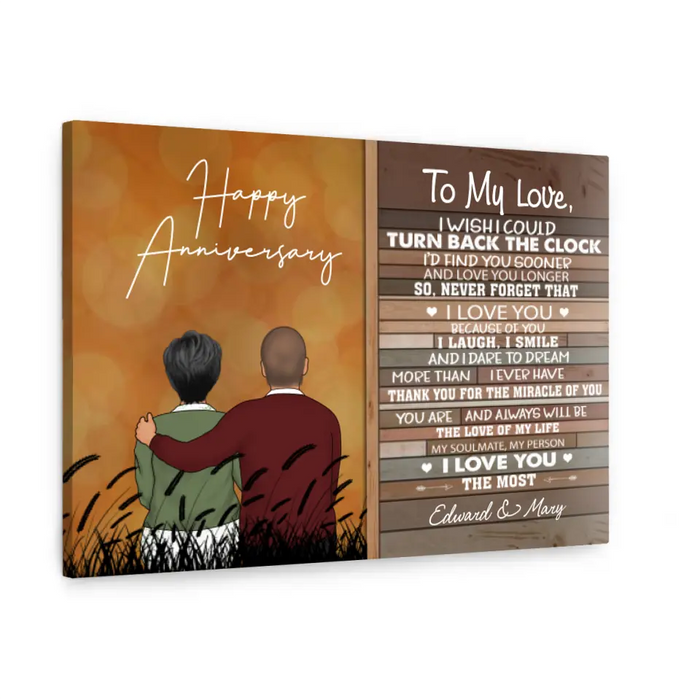 Personalized Canvas, To My Love Old Couple Sitting, Anniversary Gift, Gift for Couple, Parent