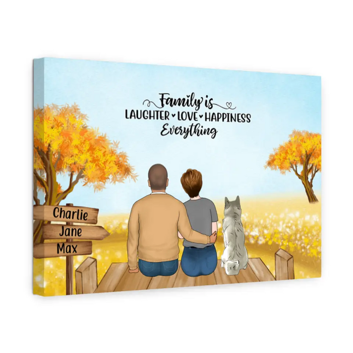 Personalized Canvas, Family Sitting Together On Beach and Garden, Gift for Whole Family