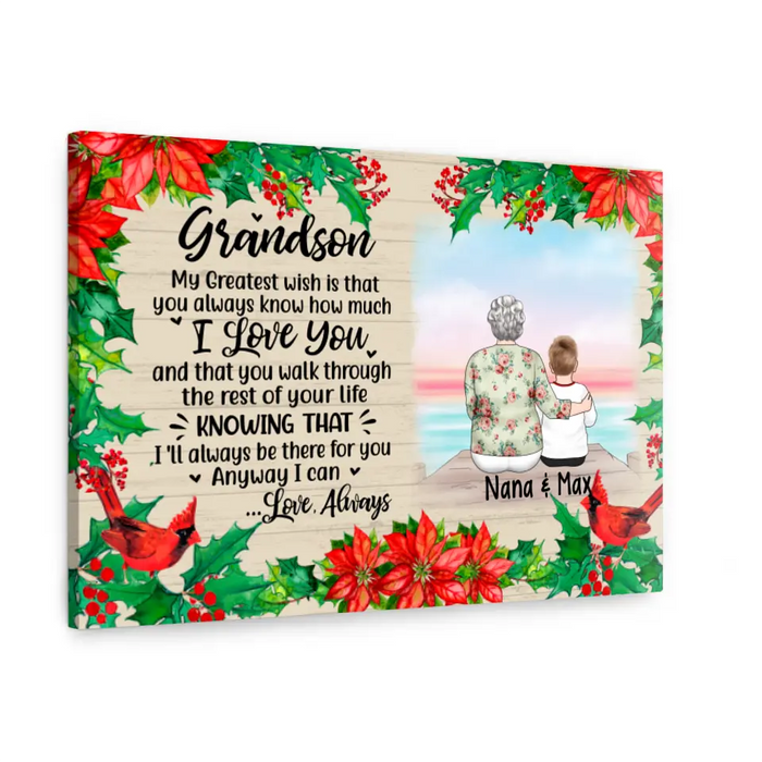 Personalized Canvas, To My Grandson, Christmas Gift For Grandson